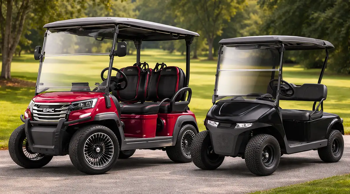 Read more about the article Epic vs EZGO Golf Carts: 9 Key Differences Smart Buyers Should Know